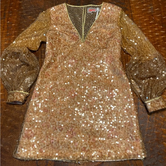 FREE PEOPLE Stars Align Sequin Dress Mini Size 6 - Picture 5 of 10